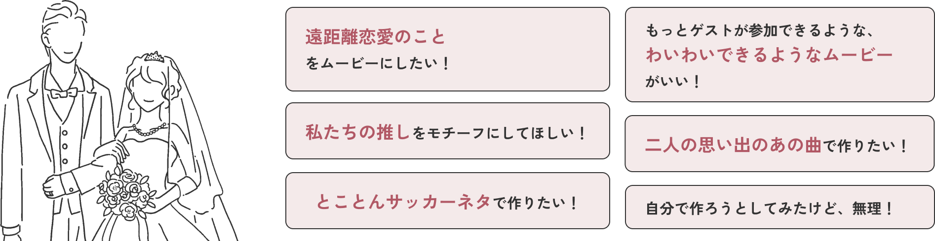 新郎新婦のおふたりへ、こんなご希望ございませんか？
